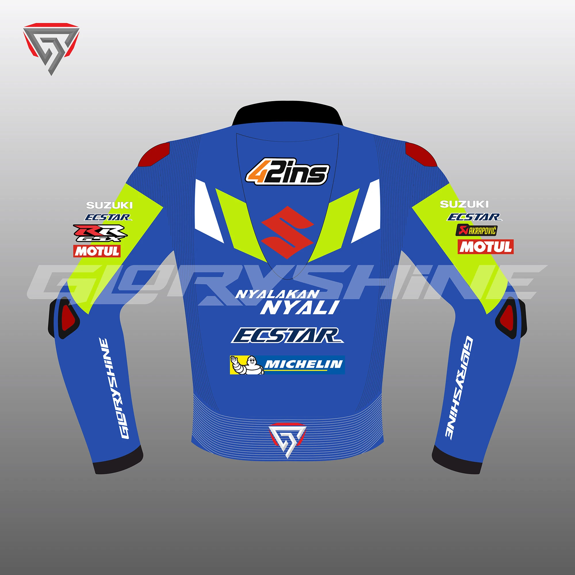 Alex Rins Leather Jacket Team Suzuki ECSTAR MotoGP 2019 Back 2D