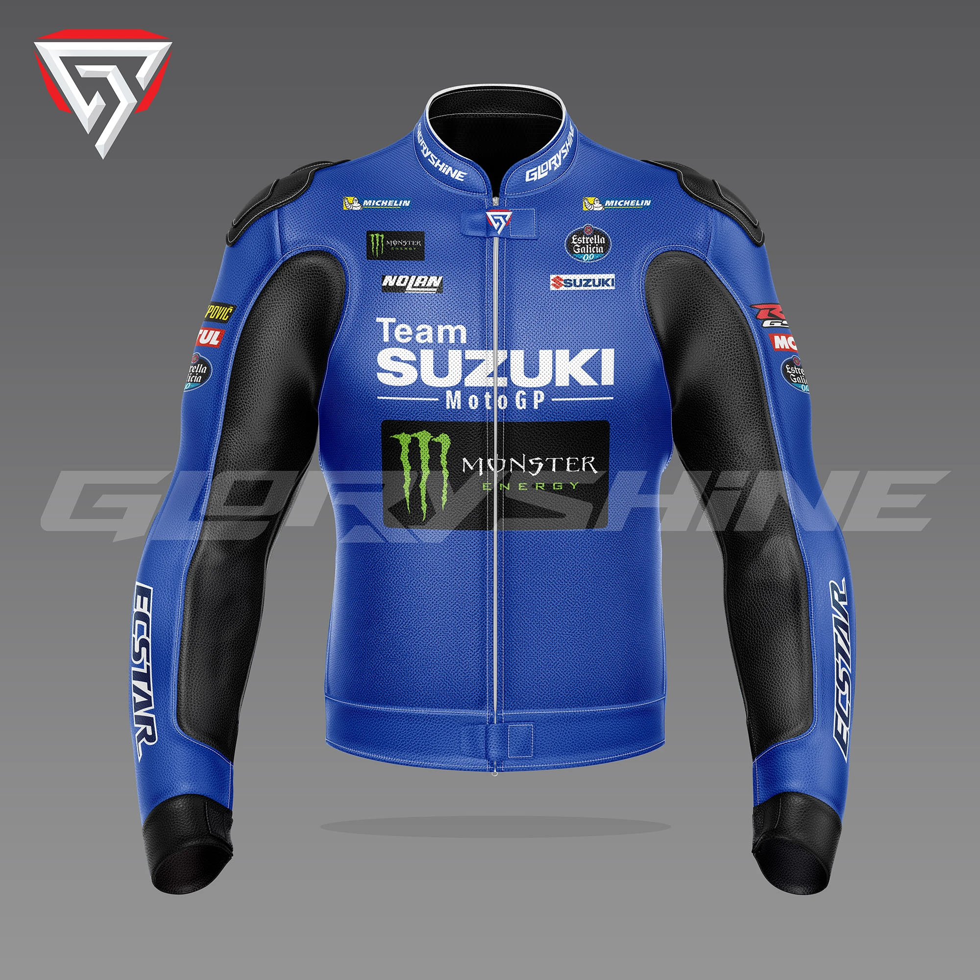 Alex Rins MotorBike Racing Jacket Team Suzuki Ecstar MotoGP 2022 Front 3D