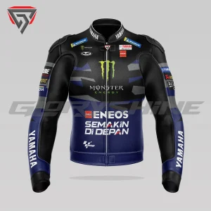 Fabio Quartararo Leather Jacket Monster Energy Yamaha MotoGP 2024 Front 3D
