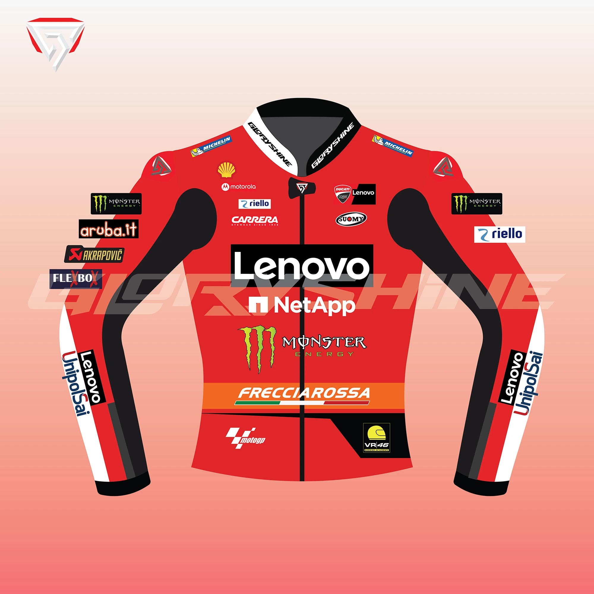 Francesco Bagnaia Racing Jacket Ducati Lenovo MotoGP 2023 Front 2D
