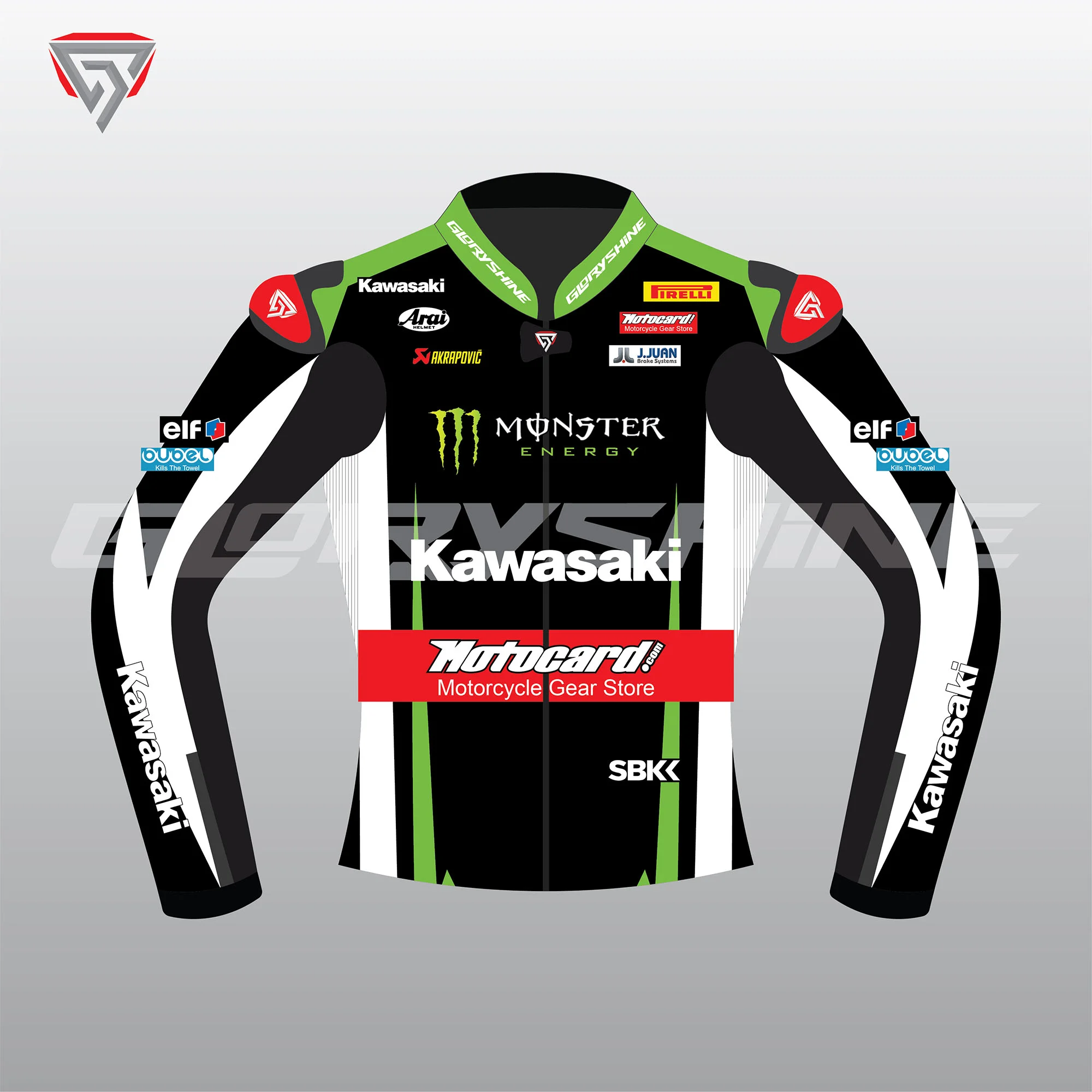 Jonathan Rea WSBK Jacket Kawasaki Ninja Motocard WSBK 2017 Front 2D