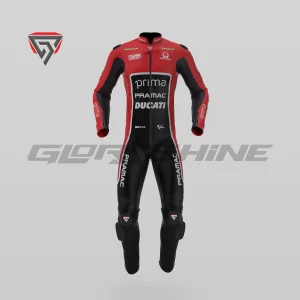 Jorge Martin Leather Motorbike Suit Ducati Prima GP75 MotoGP British 2024 Front 3D