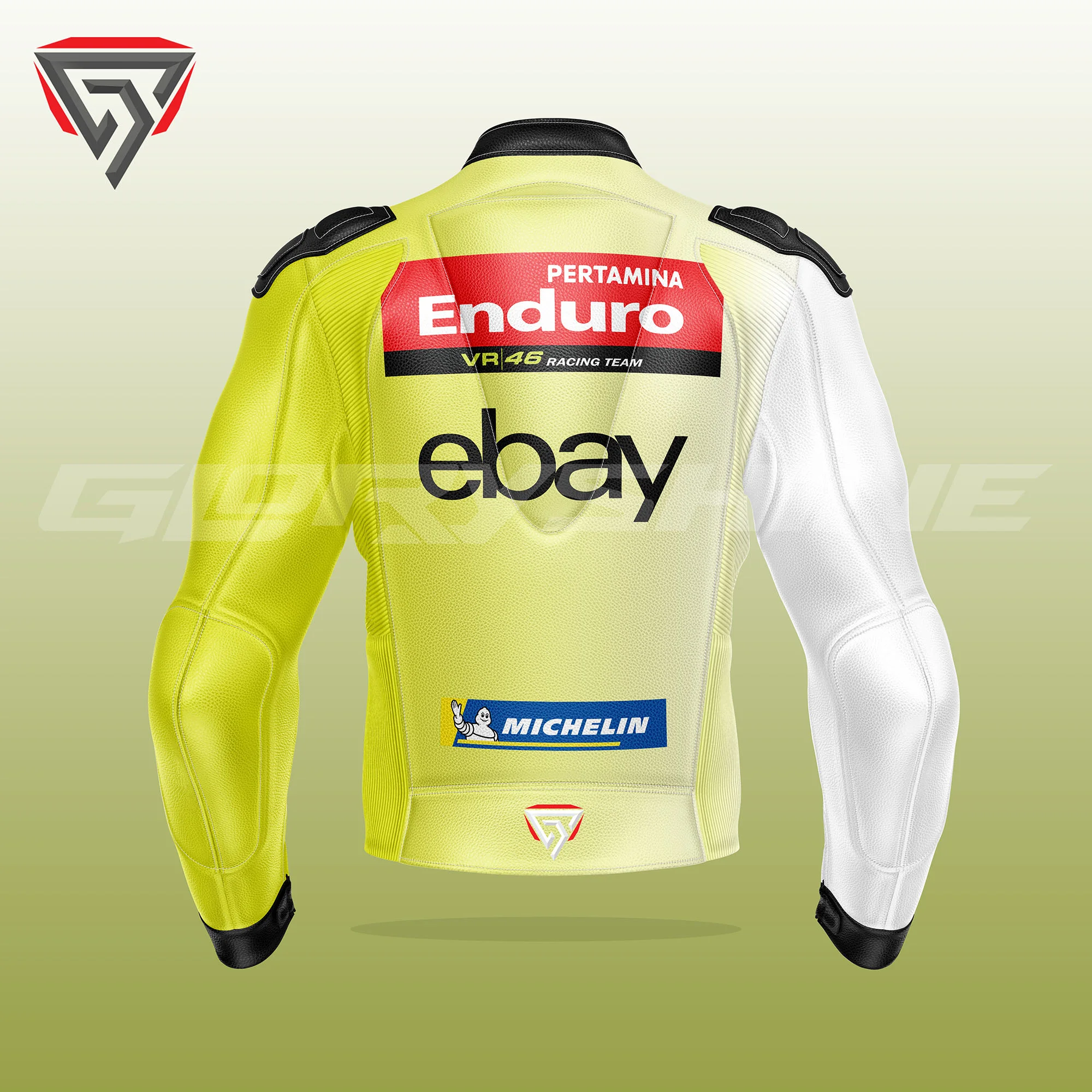 Marco Bezzecchi Leather Jacket VR46 Racing Team MotoGP 2024 Back 3D