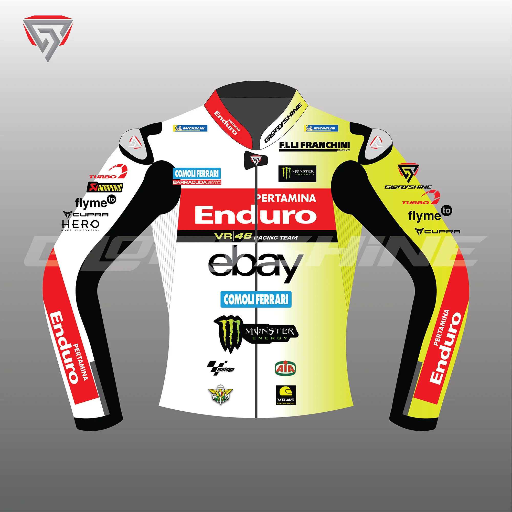 Marco Bezzecchi Leather Jacket VR46 Racing Team MotoGP 2024 Front 2D