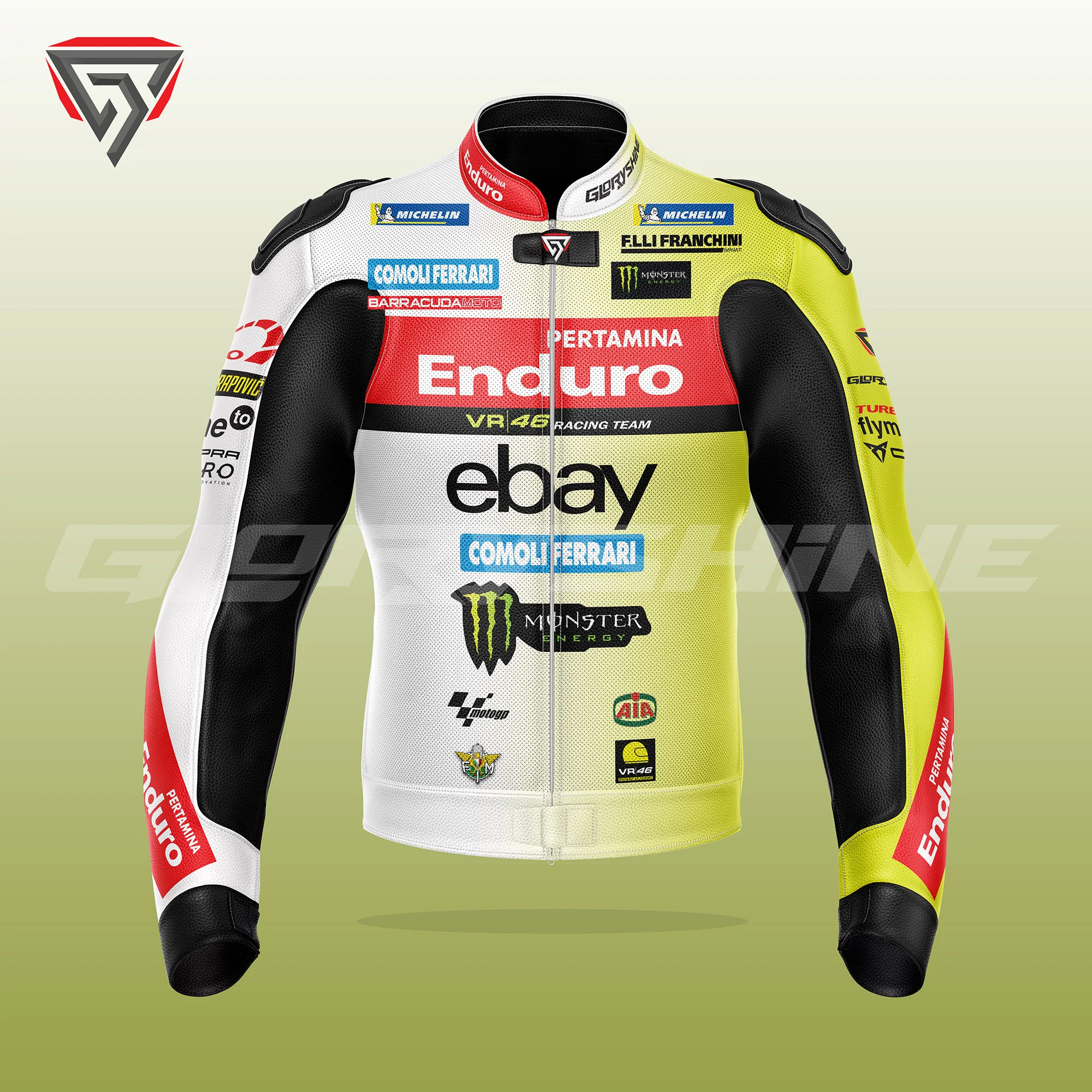Marco Bezzecchi Leather Jacket VR46 Racing Team MotoGP 2024 Front 3D