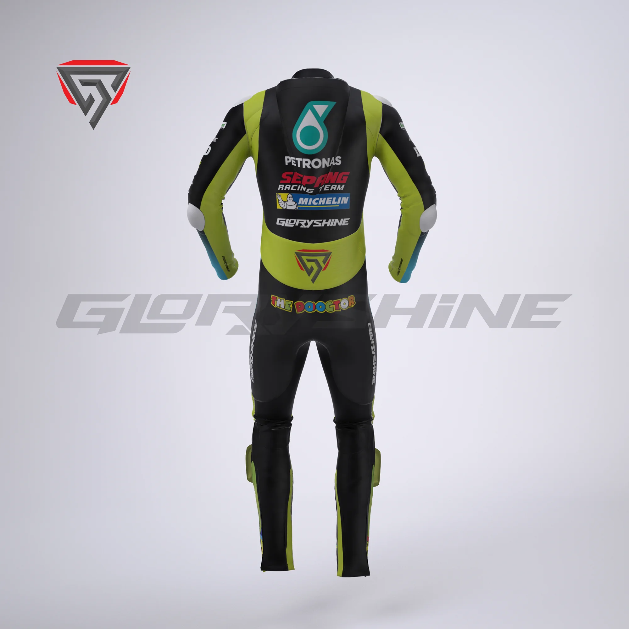 Valentino Rossi Leather Race Suit Yamaha Petronas MotoGP 2021 Back 3D