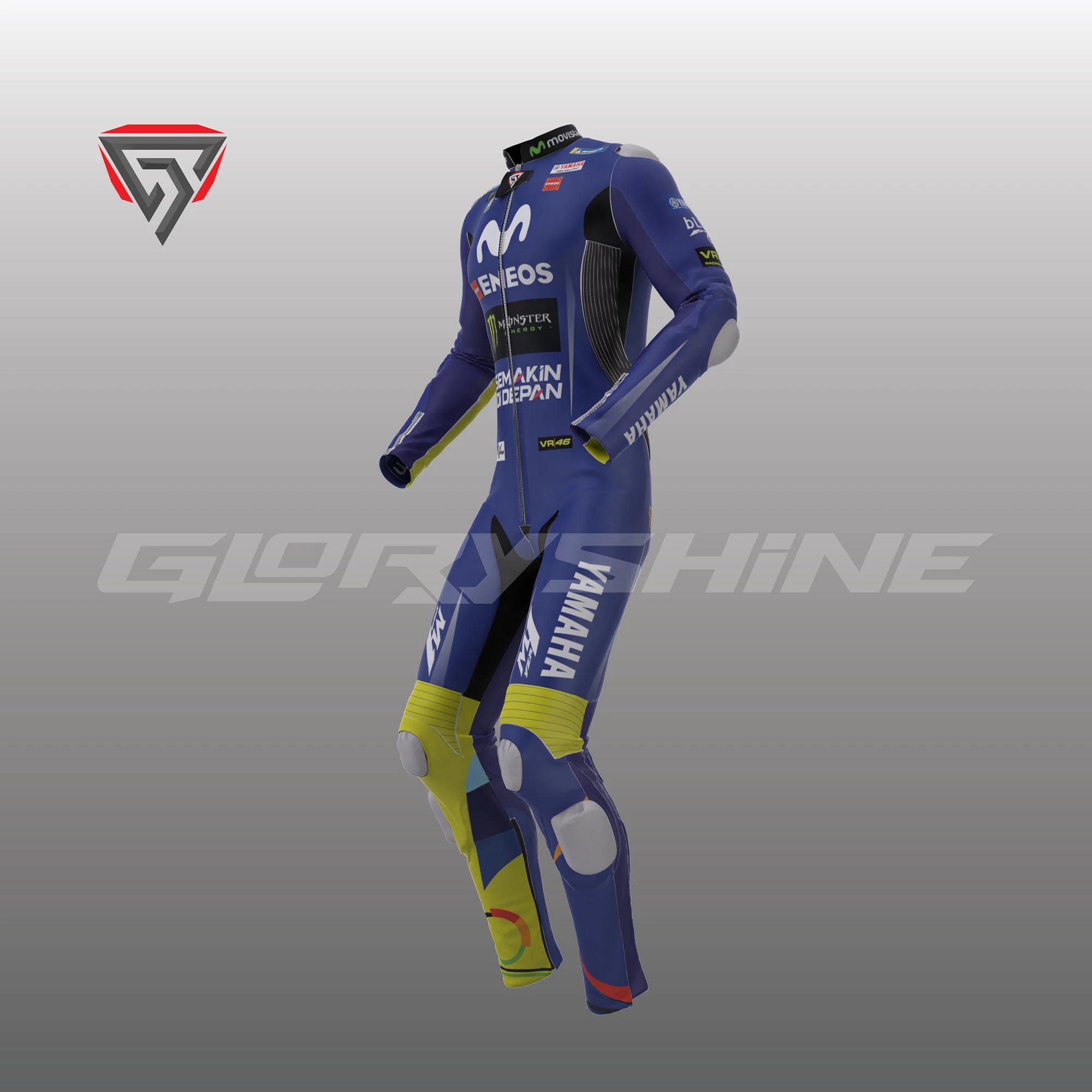 Valentino Rossi Leather Racing Suit Yamaha Movistar MotoGP 2018 Right Side 3D