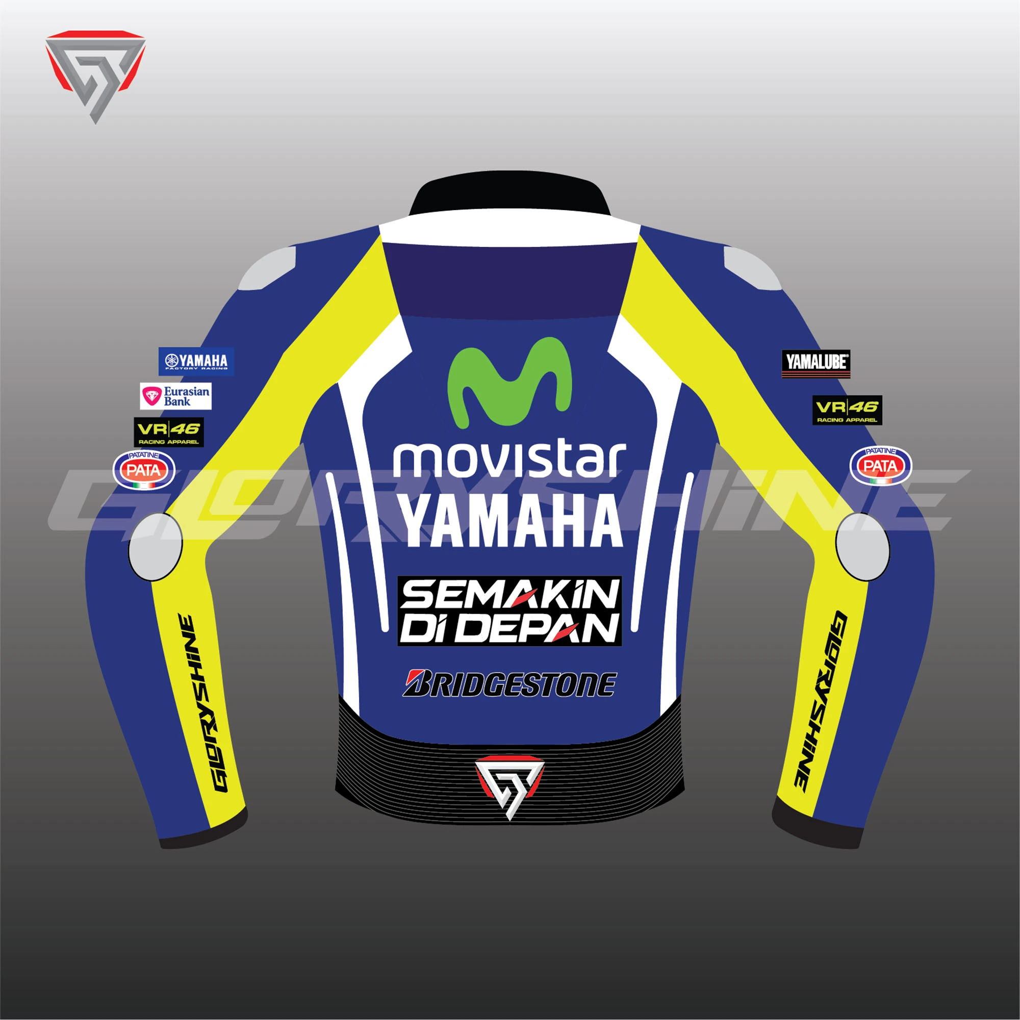 Valentino Rossi MotoGP Leather Jacket Movistar 2014 Back 2D