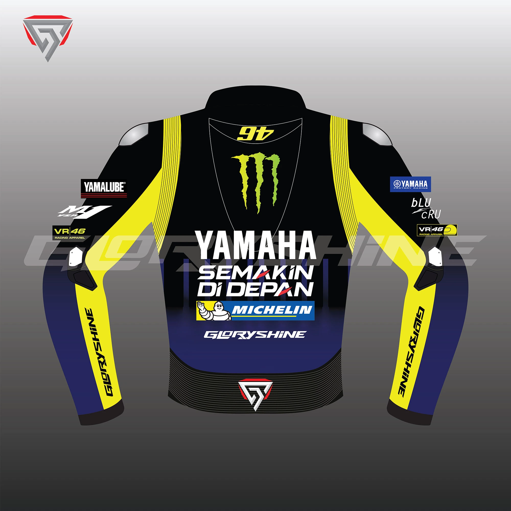 Valentino Rossi Motorcycle Jacket Movistar Yamaha MotoGP 2017 Back 2D