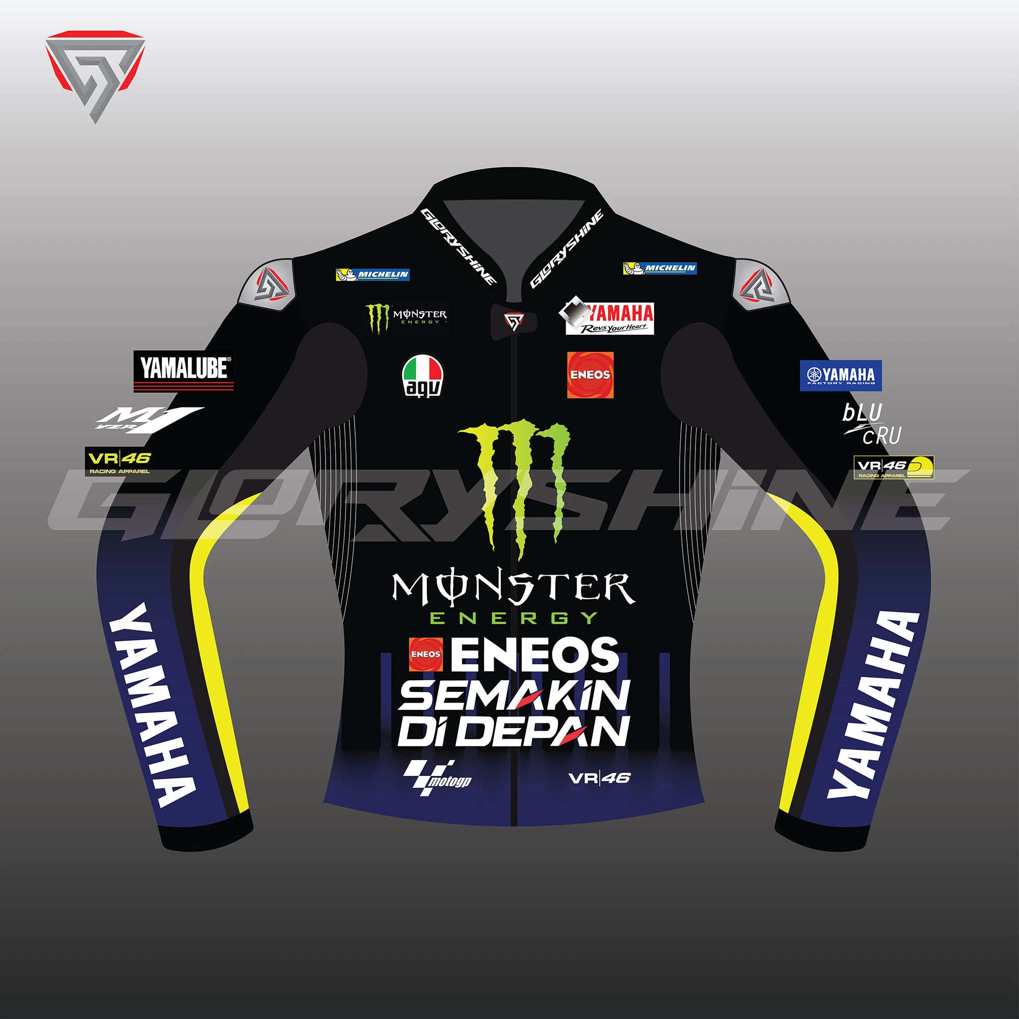 Valentino Rossi Motorcycle Jacket Movistar Yamaha MotoGP 2017 Front 2D