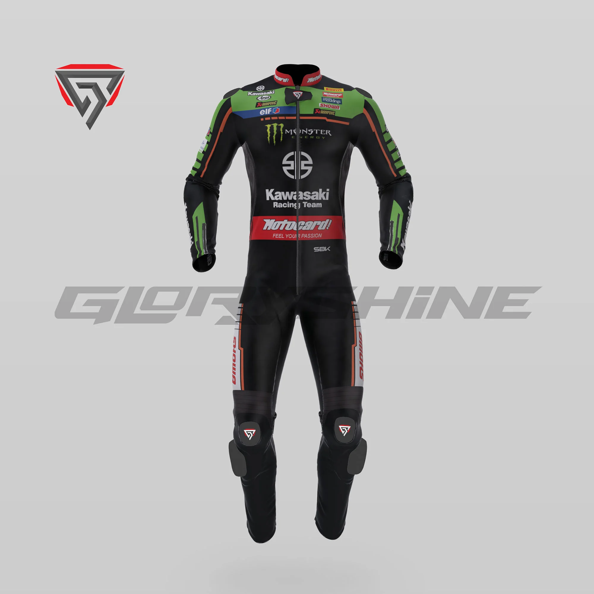 Jonathan Rea Leather Race Suit Team Kawasaki WSBK 2022 Front 3D