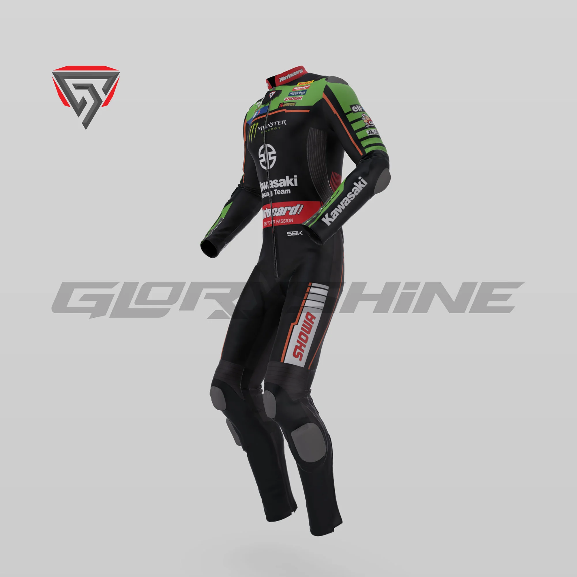 Jonathan Rea Leather Race Suit Team Kawasaki WSBK 2022 Side 3D