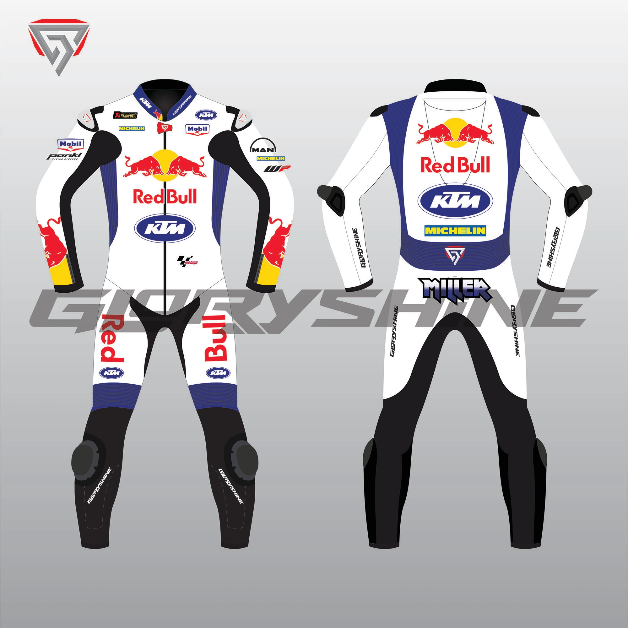 Jack Miller Race Suit Red Bull KTM Factory GP75 MotoGP British 2024 Front & Back 2D