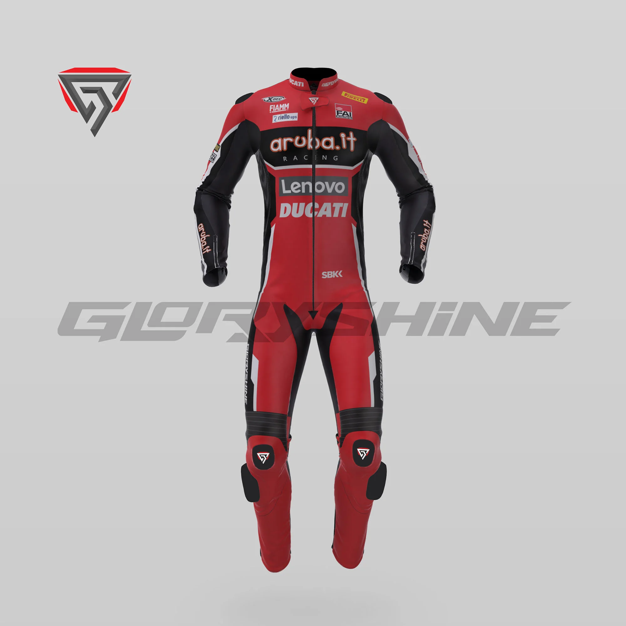 Chaz Davies Motorcycle Leather Suit Ducati MotoGP 2020 Front 3D