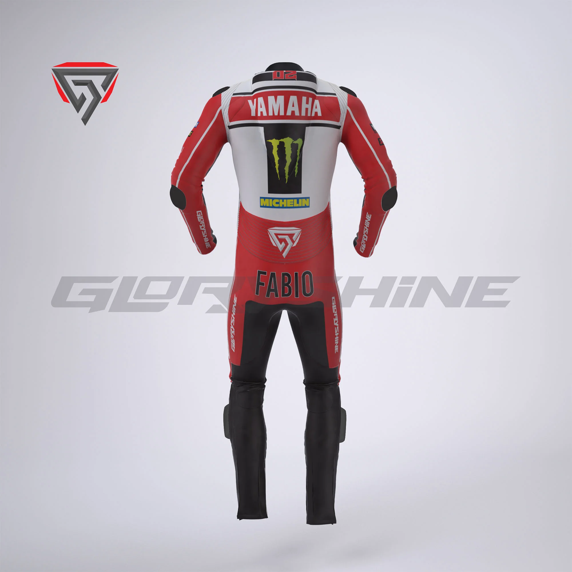 Fabio Quartararo Race Suit Monster Energy Yamaha GP75 MotoGP British 2024 Back 3D